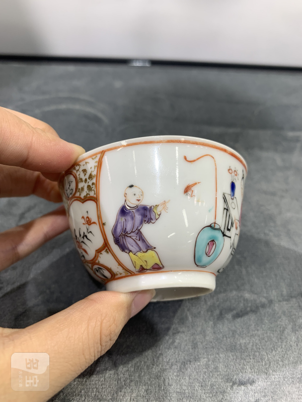 清乾隆广彩教子图茶园 - 图2